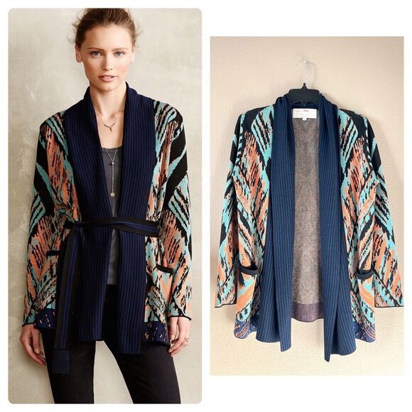 Cynthia Vincent x Anthropologie Wool Blend Open Cardigan - Picture 1 of 9